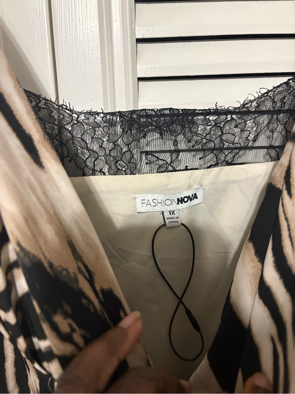 Fashion Nova Black and Beige Zebra Slip Maxi Dress - Picture 2 of 4